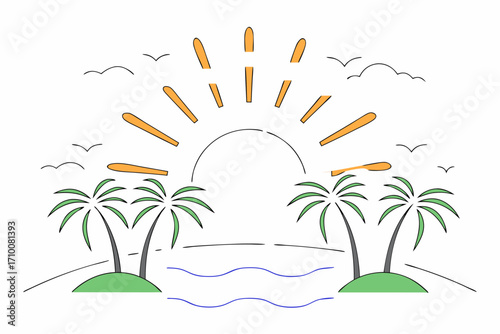 tropical island with palm trees