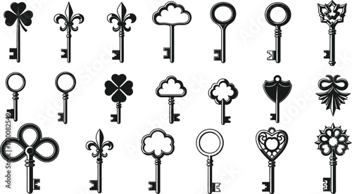 Vintage key vector set antique keys collection illustrations