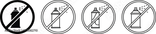 No spray paint vector icon set prohibited aerosol symbol sign