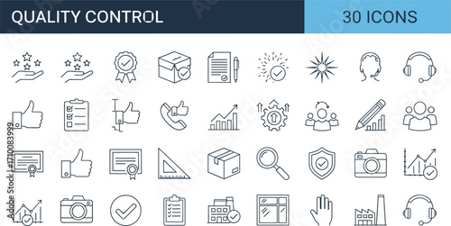 Quality, control, icon, assurance, business, checklist, inspection, certification, customer, service, support, performance, process, evaluation, management, 