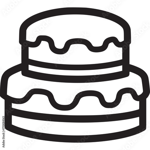 Twotiered cake with icing isolated on white background