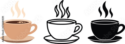 Coffee cup vector illustration hot drink cafe beverage set art