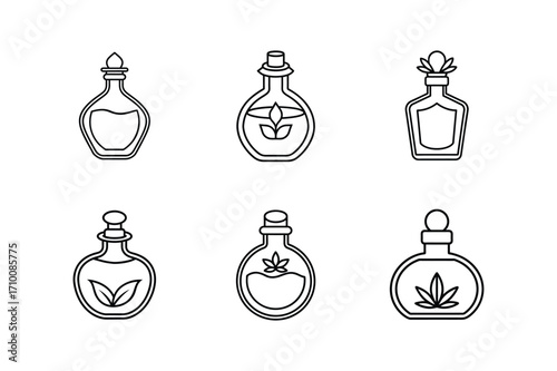 aromatherapy bottle icon line art vector illustration