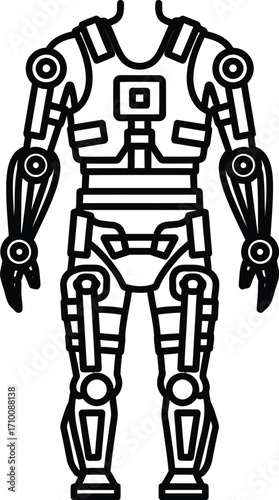 Isolated outline futuristic exoskeleton suit vector design