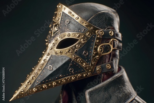 Steampunk bird mask, detailed