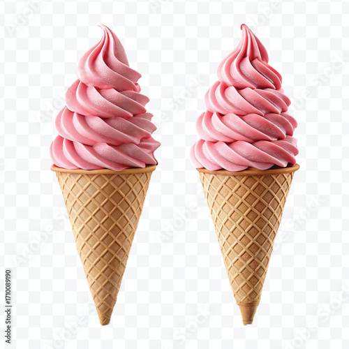 realistic 3d colorful vanilla ice cream scoop set in different style isolated on transparent background 