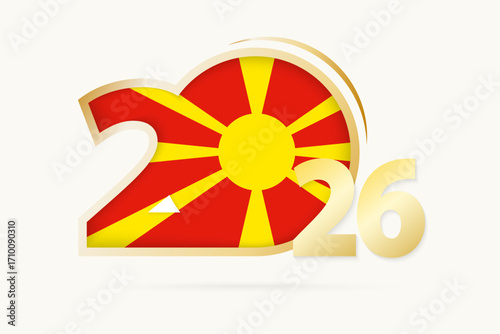 Year 2026 with Macedonia Flag pattern.