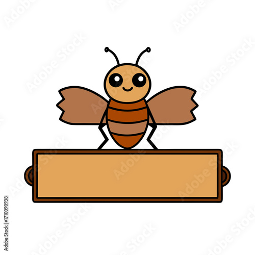insect with wooden frame board banner