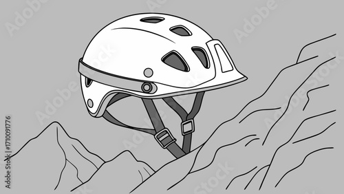 White Climbing Helmet Safety Gear Mountain Illustration Design.