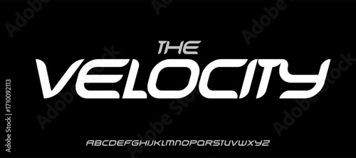 Speed racing alphabet, dynamic italic letters, futuristic auto font for velocity logo, power race headline, modern cycle typography, dynamic digital typographic design. Vector typeset.