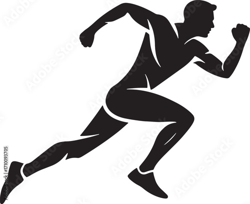 Silhouette of Sprinter in Full Stride – Athletic Motion Vector