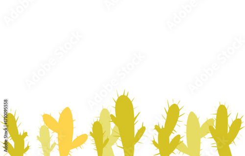 Cactus silhouette frame border on yellow color illustration design .eps