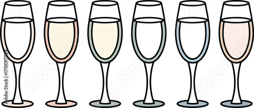 champagne glasses filled with different shades of bubbly colorful illustration bundle set royalty free stock photos premium quality