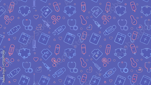 Healthcare and medical icons seamless pattern background