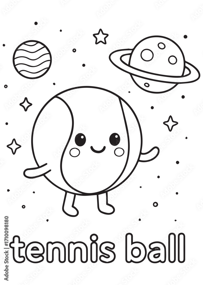 Fototapeta coloring book tennis ball exploring space with planets