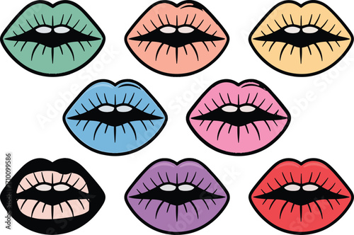 lips patterned arrangement colorful illustration bundle set royalty free stock photos premium quality