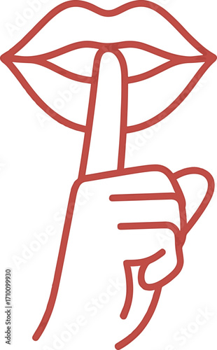 Minimalist red line art of lips with finger signaling silence gesture colorful illustration bundle set royalty free stock photos premium quality