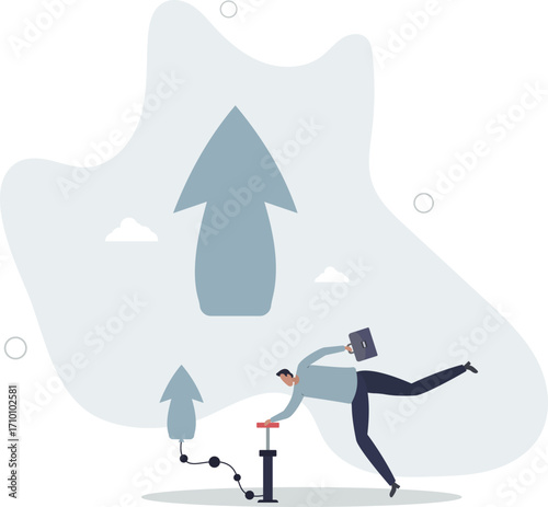 Growing business, raising income or wages, growth or improvement, increase price, interest rate or inflation, rising up direction concept.life and employment of people.