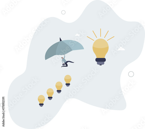 Career success with business knowledge or creativity, man leadership or career growth and achievement concept.life and employment of people.