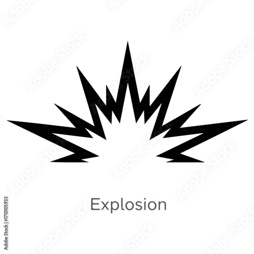 Explosion graphic illustration of a black and white burst.
