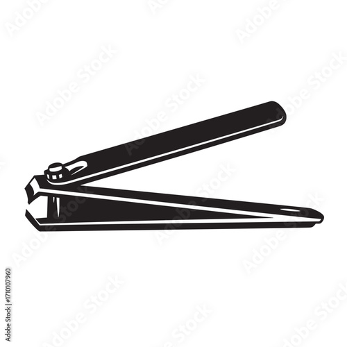 black and white silhouette of nail clippers vector on white background