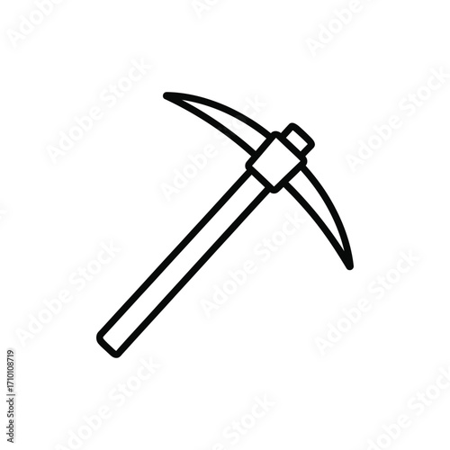 Illustration of a pickaxe, a tool used for mining and excavation, isolated on white background perfect for construction and industry designs