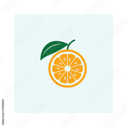  Orange Slice with Leaf