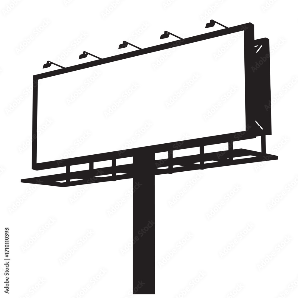 Obraz premium black and white silhouette of billboard vector on white background