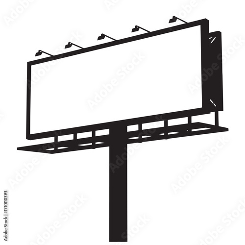 black and white silhouette of billboard vector on white background