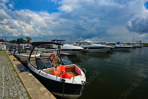 Fototapeta Naklejka Na Ścianę i Meble -  Mazury, Giżycko, Poland.. Przystań jachtowo-motorowa.