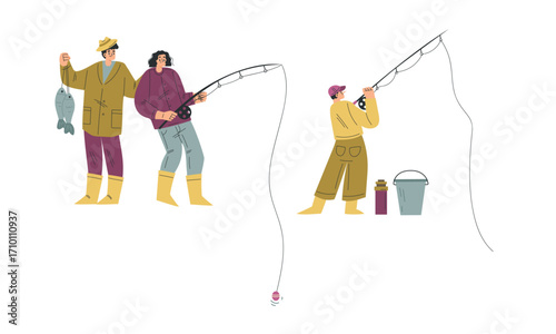 Spending a Wonderful Day of Fishing with Great Friends While Dressed in Colorful Outfits