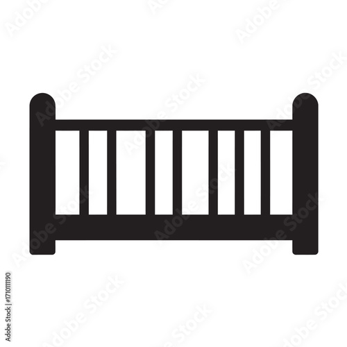black and white silhouette of a cot vector on a white background