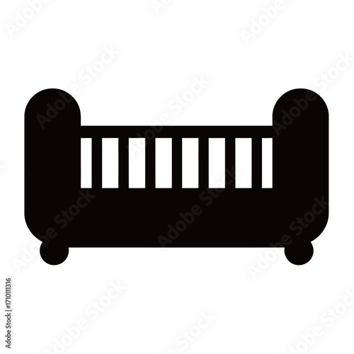 black and white silhouette of a cot vector on a white background