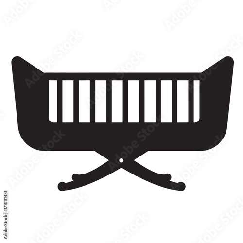 black and white silhouette of a cot vector on a white background