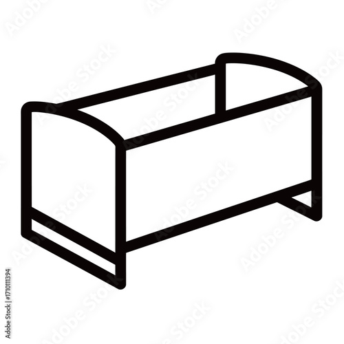 black and white silhouette of a cot vector on a white background