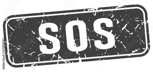 sos rectangular sign. sos stamp
