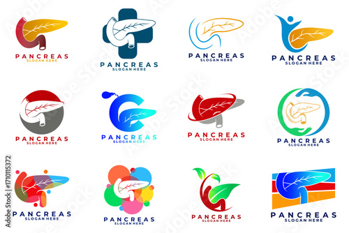 Set of Pancreas logo design vector. Medical Pancreas logo collections
