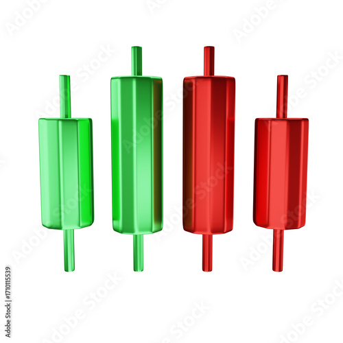 3D Candlestick diagram. Global trend in the stock and bond market. financial management and investment strategy with growth profit.