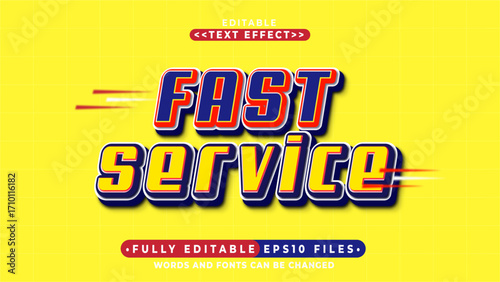 3d fast service bold text effect.typhography logo