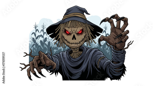 Spooky Scarecrow: A fearsome scarecrow comes to life, ready to haunt your nightmares. With glowing red eyes and outstretched claws, the scarecrow exudes an aura of ominous presence and dread. 