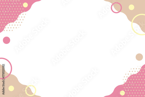ポップでかわいいフレームイラスト　ピンク　ベージュ