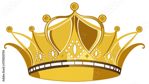 Vector art of a golden crown with jewels and intricate details, symbolizing royalty, power, and victory