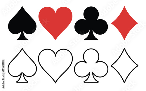 Playing Card Suits Icon Set