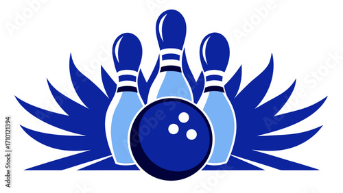 Vector art of bowling pins and ball, a dynamic graphic illustration capturing the essence of the sport with a modern design