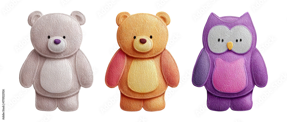 custom made wallpaper toronto digitalCute Cartoon Animals - Bear and Owl Characters in Soft Colors on Isolated Background