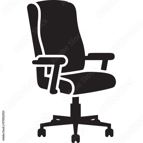 Black silhouette of an office chair isolated on white background