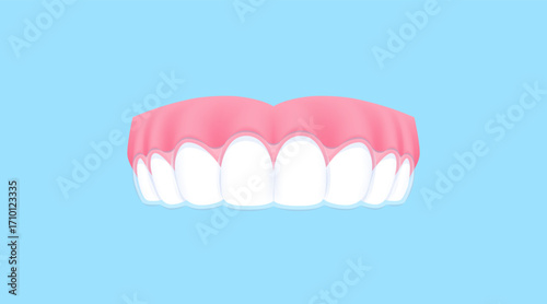 Upper teeth (Essix retainer) illustration vector design. Dental care concept.