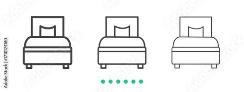 Single bed icon. Thin line icon vector
