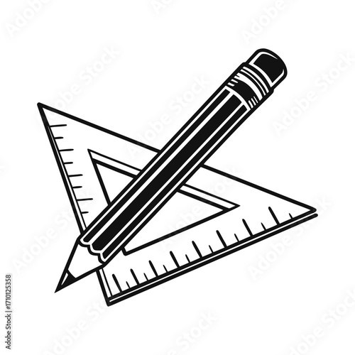 Pencil and Triangle Ruler Back to School Essentials for Designers