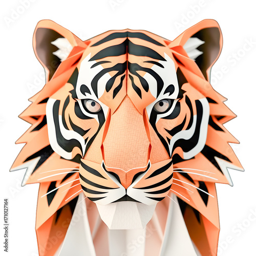 A powerful black and white tiger head vector illustration depicts the wild feline's striped face, a fierce predator's nature captured in a striking silhouette